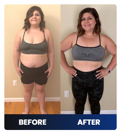 Katy, a 33-year-old mother of two, <u>lost 45 pounds</u> and has kept it off!